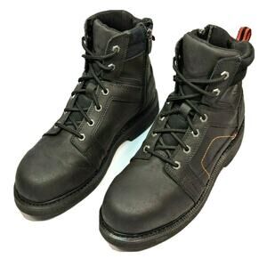Harley-Davidson Men's Pete Steel Toe 6.0-Inch Black Boots Size 9.5M Inside Zip